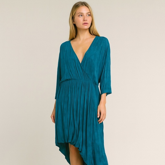 2/$30 Lane Bryant Asymmetric Faux Evening Gown 22/ 24 Green High Low Maxi #7129 - Picture 1 of 16